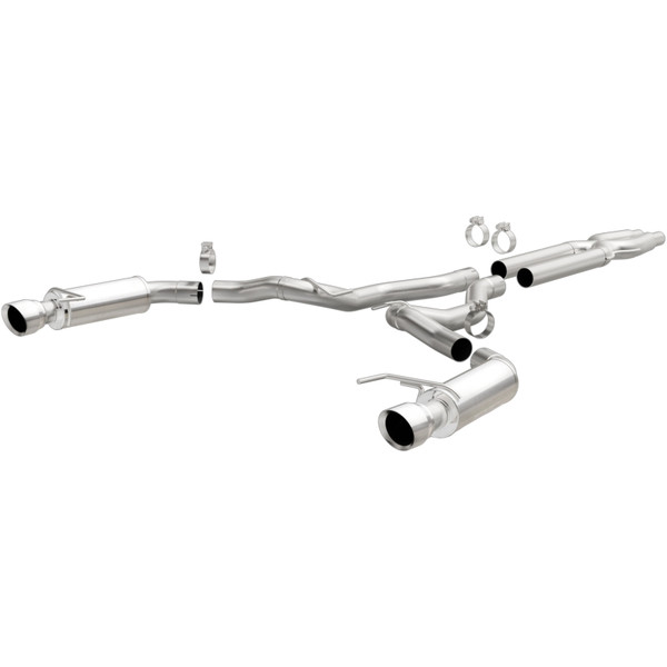 MagnaFlow Cat Back, SS, 3in, Competition, Dual Split Polished 4.5in Tips 2015 Ford Mustang GT V8 5.0 - 19101