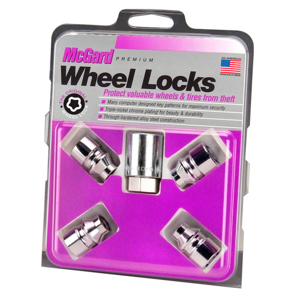 McGard Wheel Lock Nut Set - 4pk. (Uni-Lug) M12X1.5 / 13/16 Hex / .197in. Shank / 1.375in. L - Chrome - 24022
