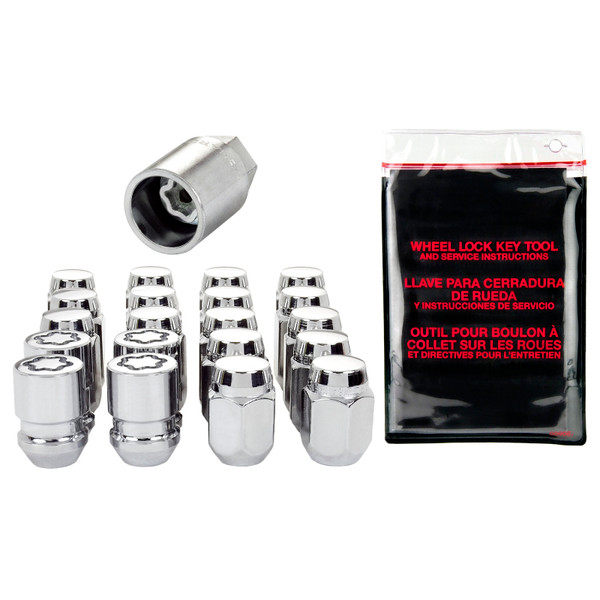 McGard 4 Lug Hex Install Kit w/Locks (Cone Seat Nut) M12X1.25 / 13/16 Hex / 1.28in. Length - Chrome - 84454