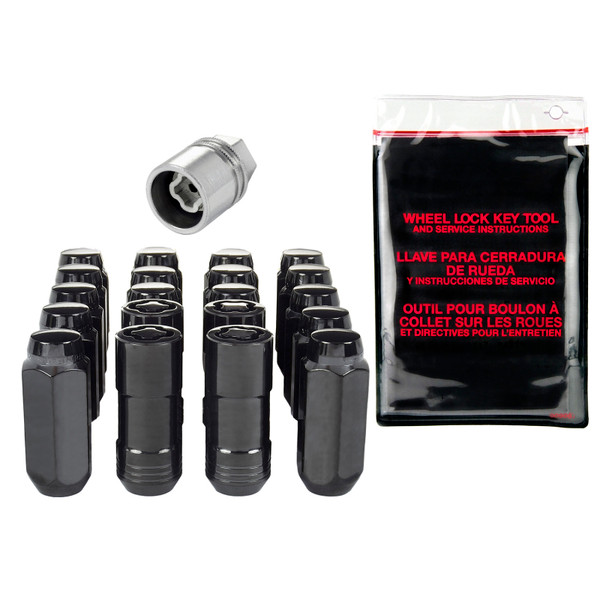 McGard 5 Lug Hex Install Kit w/Locks (Cone Seat Nut) M14X2.0 / 13/16 Hex / 2.25in. Length - Black - 84517