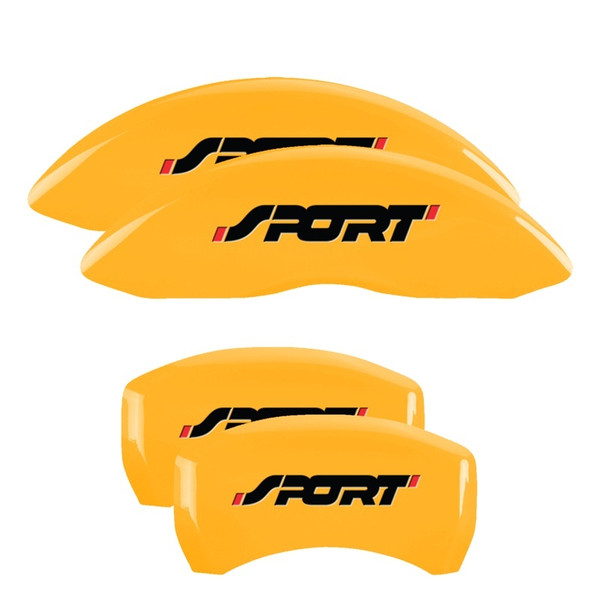 MGP 4 Caliper Covers Engraved Front & Rear No bolts/Sport Yellow finish black ch - 10229SSP1YL