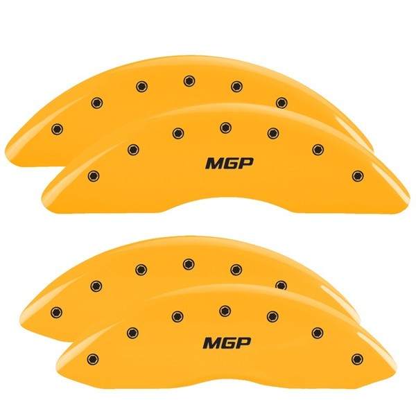 MGP 4 Caliper Covers Engraved Front & Rear MGP Yellow Finish Black Char 2010 Dodge Ram 2500 - 12124SMGPYL