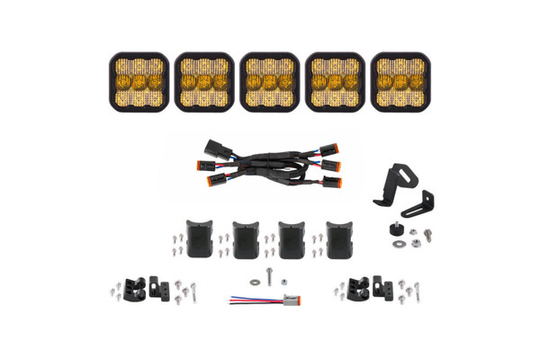 Diode Dynamics SS5 Sport Universal CrossLink 5-Pod Lightbar - Yellow Combo - DD6797