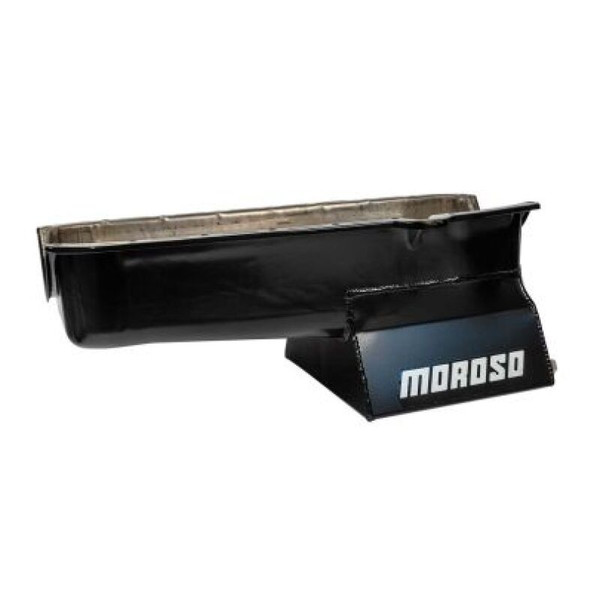 Moroso Pre-80 Chevrolet SBC (w/Driver Side Dipstick) Wet Sump 7qt 8.25in Steel Oil Pan - Black - 20190