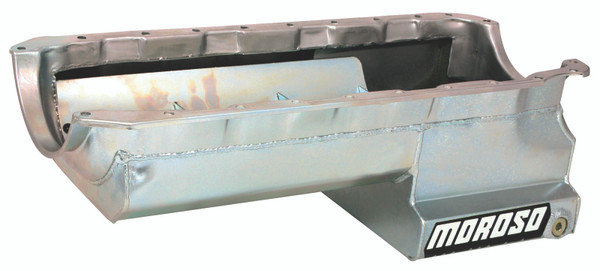 Moroso Chevrolet Big Block Mark IV Drag Race Baffled Power Pouch Wet Sump 6-7qt 8in Steel Oil Pan - 21047