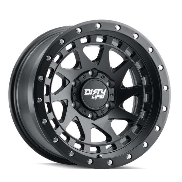 Dirty Life 9311 Enigma Pro 17x9/5x127 BP/-12mm Offset/71.5mm Hub Matte Black Wheel - Beadlock - 9311-7973MB12