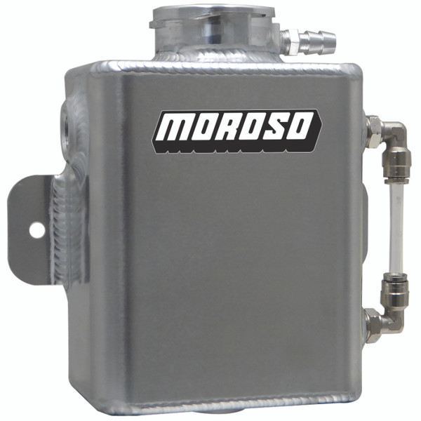 Moroso Universal Coolant Expansion Tank (w/Sight Tube) - Billet Filler Neck - 1.25qt - 63773