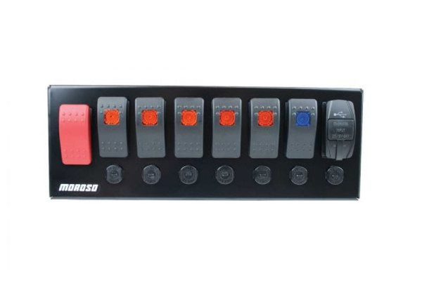 Moroso Switch Panel Rocker LED w/USB & Breakers Rollcage - 74196