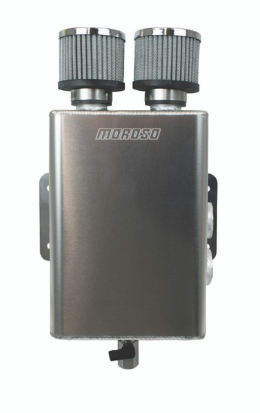 Moroso Breather Tank/Catch Can -16An Female Inlet - Right Side - Two Breathers - Aluminum - 85392