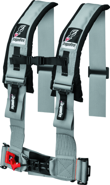 DragonFire Racing Harness H Style- 4-Point- 3in Buckle- Grey - 521357