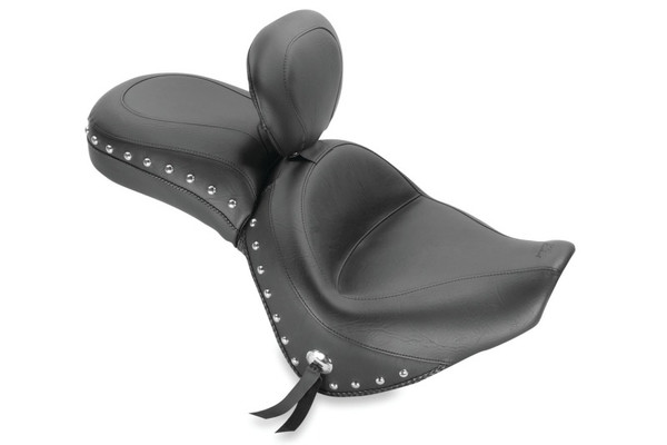 Mustang 06-21 Kawasaki Vulcan 900 Classic, Custom Touring 1PC Seat w/Driver Backrest Studs - Black - 79416