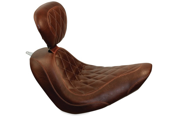 Mustang 04-21 Harley Sportster Wide Tripper Solo Seat w/Driver Backrest - Distressed Brown - 79815