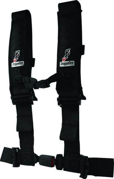 DragonFire Racing Harness H-Style- 4-Point- EZ-Adjust- 3in Buckle- Black - 522046