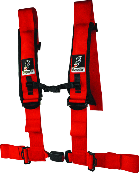 DragonFire Racing Harness- H-Style- 4-point- EZ-Adjust- 3in Buckle- Red - 522047