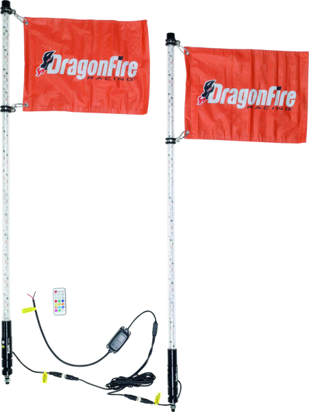 DragonFire Racing Whips - 4Ft Spiral Led Clear Pair - 522804