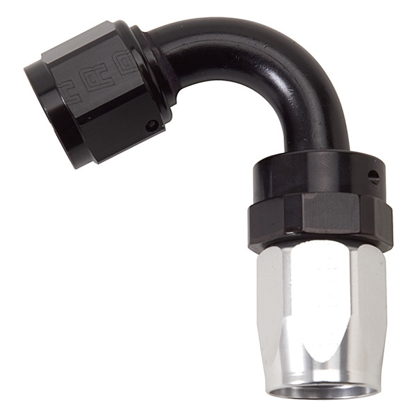 Russell Performance -8 AN Black/Silver 120 Degree Tight Radius Full Flow Swivel Hose End - 613413