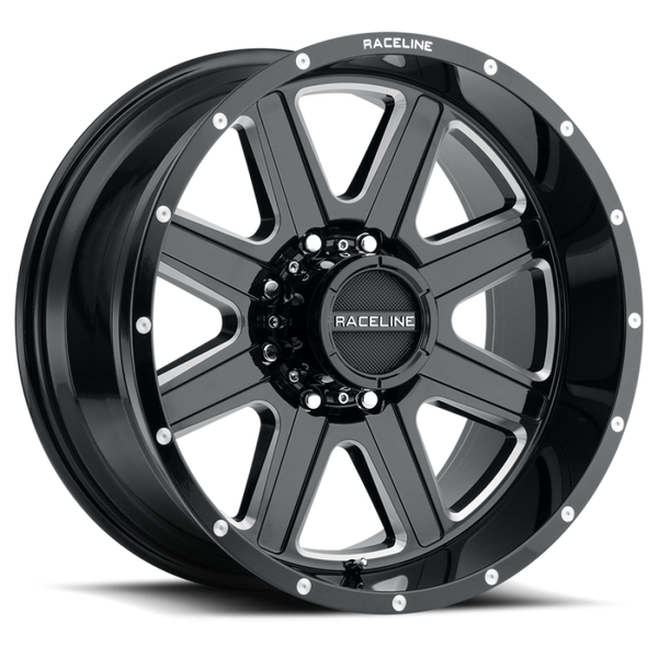 Raceline 940M Hostage 20x9in / 5x127 BP / 0mm Offset / 78.1mm Bore - Black & Milled Wheel - 940M-29050-00