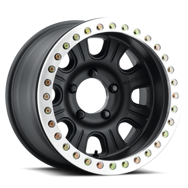 Raceline RT231 Monster 17x9.5in/5x127 BP/-32mm Offset/83.82mm Bore - BLK & MACH. Ring Beadlock Wheel - RT231-79550-32