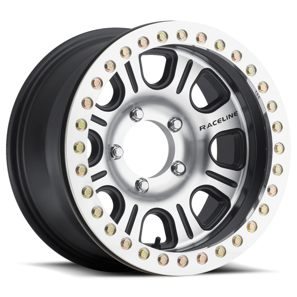 Raceline RT232 Monster 17x8.5in/8x165.1 BP/-6mm Offset/130.81mm Bore - BLK & Machined Beadlock Wheel - RT232-78580-06