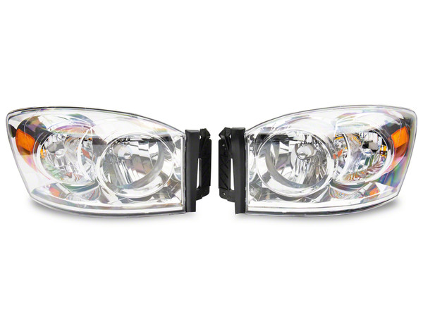 Raxiom 06-08 Dodge RAM 1500 Axial Series OEM Style Rep Headlights- Chrome Housing (Clear Lens) - R118012