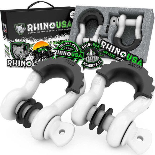 Rhino USA 3/4In D-Ring Shackle Set (2-Pack)(White) - RNO-WHT-SHACKLES