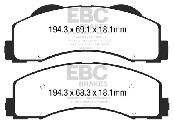 EBC 15+ Ford F150 2.7 Twin Turbo (2WD) Extra Duty Front Brake Pads - ED93034