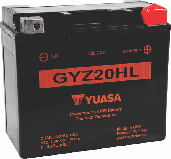 Yuasa GYZ20HL High Performance Maintenance Free AGM 12-Volt Battery - YUAM720GH