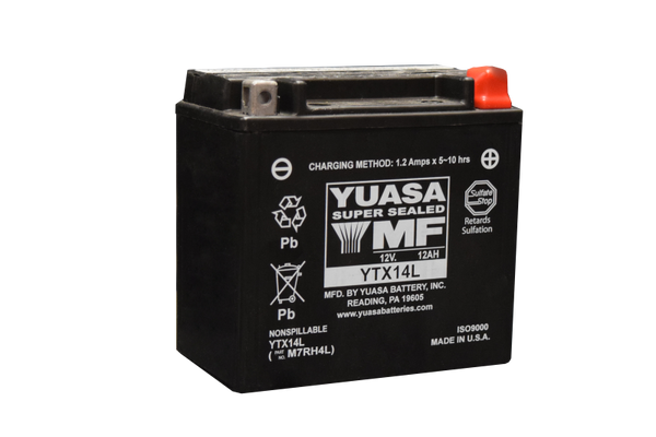 Yuasa YTX14L Maintenance Free AGM 12-Volt Battery - YUAM7RH4L