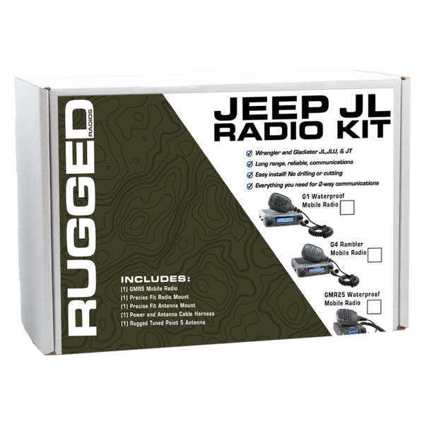Rugged Radios Jeep Wrangler JL/JLU/Gladiator JT 2-Way GMRS Radio Kit 25 Watt - GMR25 Waterproof - JP1-GMR25
