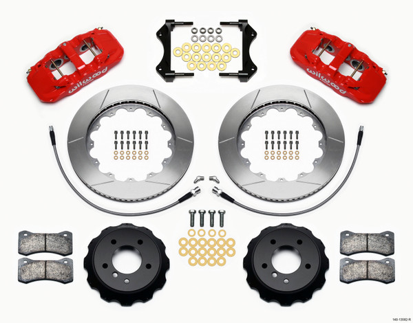 Wilwood AERO6 Front Hat Kit 14.00 Red 2007-2011 BMW E90 Series w/Lines - 140-13582-R
