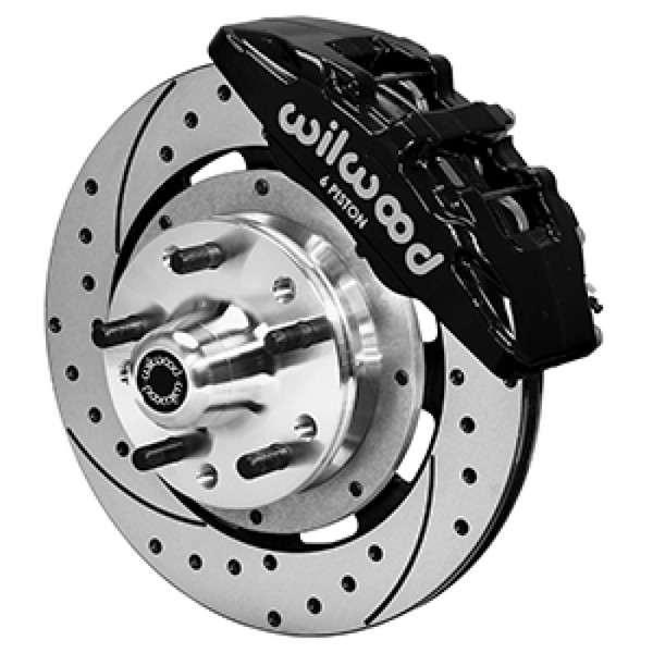 Wilwood 73-78 Dodge Charger Dynapro 6 Front Brake Hub Kit Black Caliper SRP Drilled & Slotted Rotor - 140-17321-D