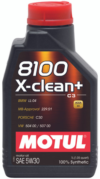 Motul 1L Synthetic Engine Oil 8100 5W30 X-CLEAN - LL04- MB 229.51- 504.00-507.00 - 106376