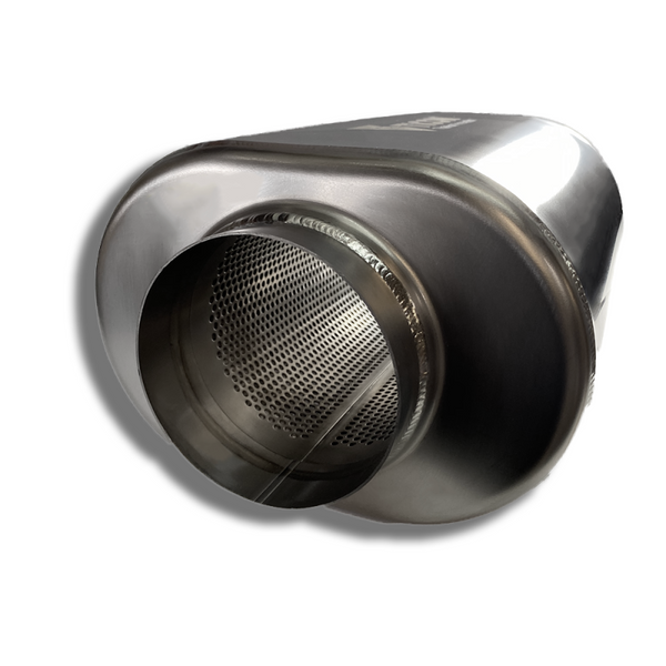 Ticon Industries 12in Overall Length 4in Oval Titanium Muffler - 4in Center In/Center Out - 116-10213-0100