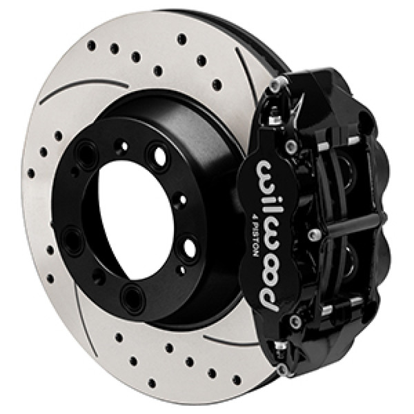 Wilwood 99-12 Porsche 911 (996/997) Superlite 4R Rear Brake Kit Drilled 14.00in Rotor w/Lines - Blk - 140-17101-D