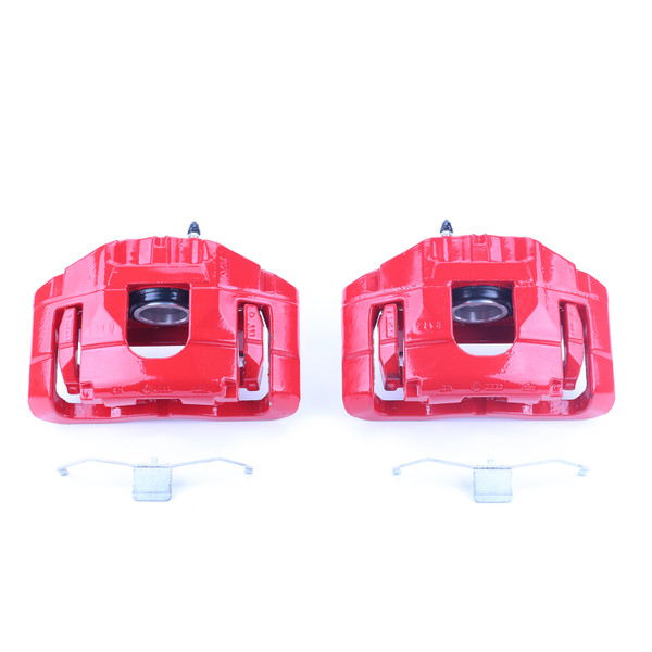 Power Stop 05-06 Audi A4 Front Red Calipers w/Brackets - Pair - S3110