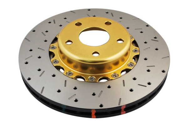 DBA 02-10 WRX / 13+ FR-S / 13+ BRZ Premium Front Drilled & Slotted 5000 Series Rotor w/ Gold Hat - DBA5010GLDXS