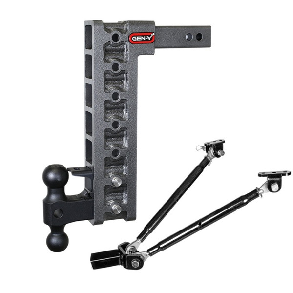 Gen-Y Mega Duty 2in Shank 15in Drop 16K Hitch w/Dual-Ball/Pintle Lock/Stabilizer Kit - GH-527