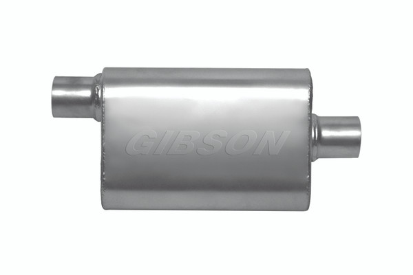 Gibson CFT Superflow Offset/Center Oval Muffler - 4x9x13in/2.5in Inlet/2.5in Outlet - Stainless - 55142S