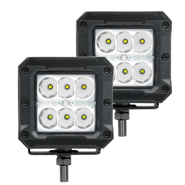Go Rhino Xplor Bright Series Cube LED Spot Light Kit (Surface/Threaded Stud Mount) 3x3 - Blk (Pair) - 751803023SCS