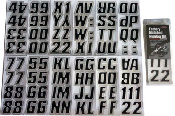 Hardline Snowmobile Lettering Registration Kit 2 in. - 500 Black/Silver - BLKSI500