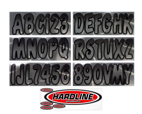 Hardline Boat Lettering Registration Kit 3 in. - 200 Chrome/Black - CHBKG200