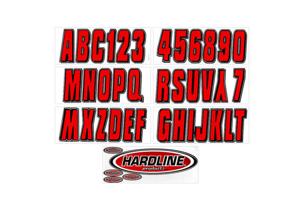 Hardline Boat Lettering Registration Kit 3 in. - 320 Red/Black - REBLK320