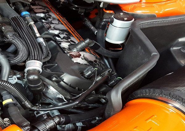 J&L 2011-2017 Ford Mustang GT Driver Side Oil Separator 3.0 - Clear Anodized - 3011D-C