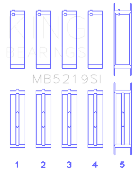 King 91-92 281CI 4.6L V8 Romeo with Cast Iron Block SOHC 16 Valves (Size +0.25) Main Bearing Set - MB5219SI0.25