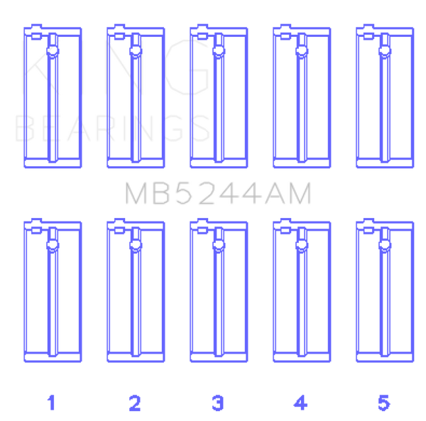 King Honda 91CI/1.5L D15A2/D15A3/D15B1/D15B2/D15B7/D15B8/D15Z1 (Size +0.50) Main Bearing Set - MB5244AM0.5