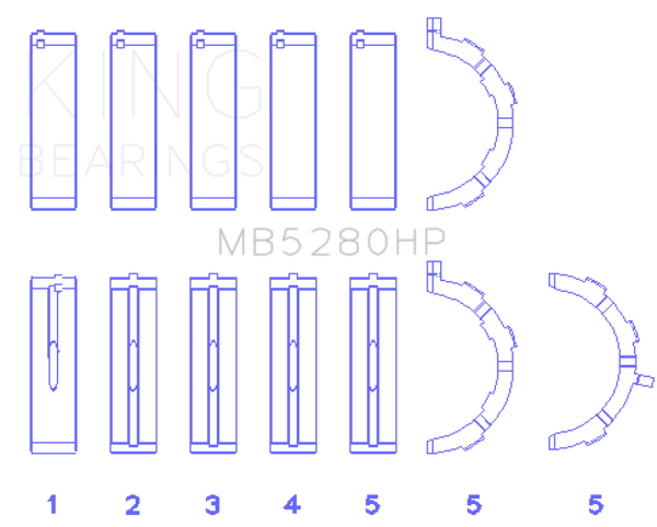 King Ford Prod. V8 4.6L/5.4L Will Not Fit 13-14 GT500 (Size STD) Performance Main Bearing Set - MB5280HP