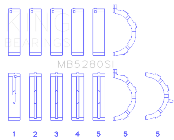 King Ford 281CI/330CI 4.6L/5.4L V8 (Size +0.25) Main Bearing Set - MB5280SI0.25