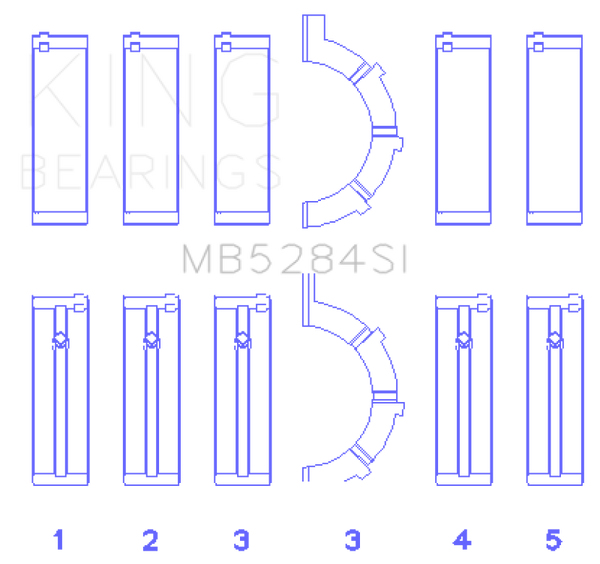 King Engine Bearings Chrysler/Jeep 287Ci 4.7L (Size +0.50mm) Main Bearing Set - MB5284SI0.5