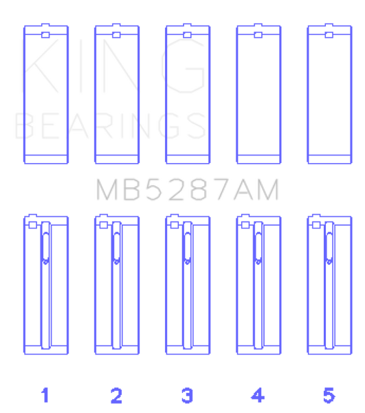 King Toyota 1ZZ-FE (Size .25) Main Bearing Set - MB5287AM0.25