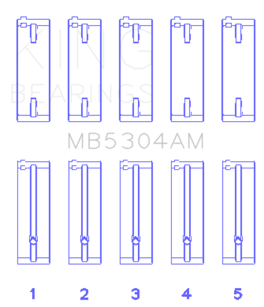 King Kia/Mazda DOHC 16 Valve/SOHC 16 Valve/SOHC 8 Valve (Size +0.25) Main Bearing Set - MB5304AM0.25